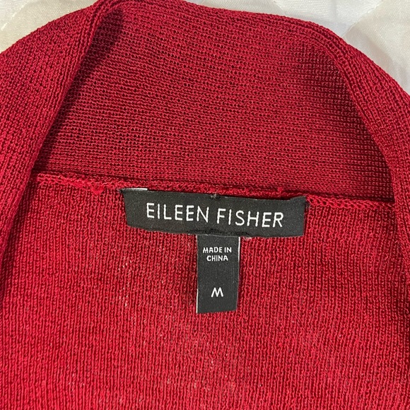 Eileen Fisher Open Front Viscose & Nylon Cardigan Red Size Medium - Picture 6 of 9